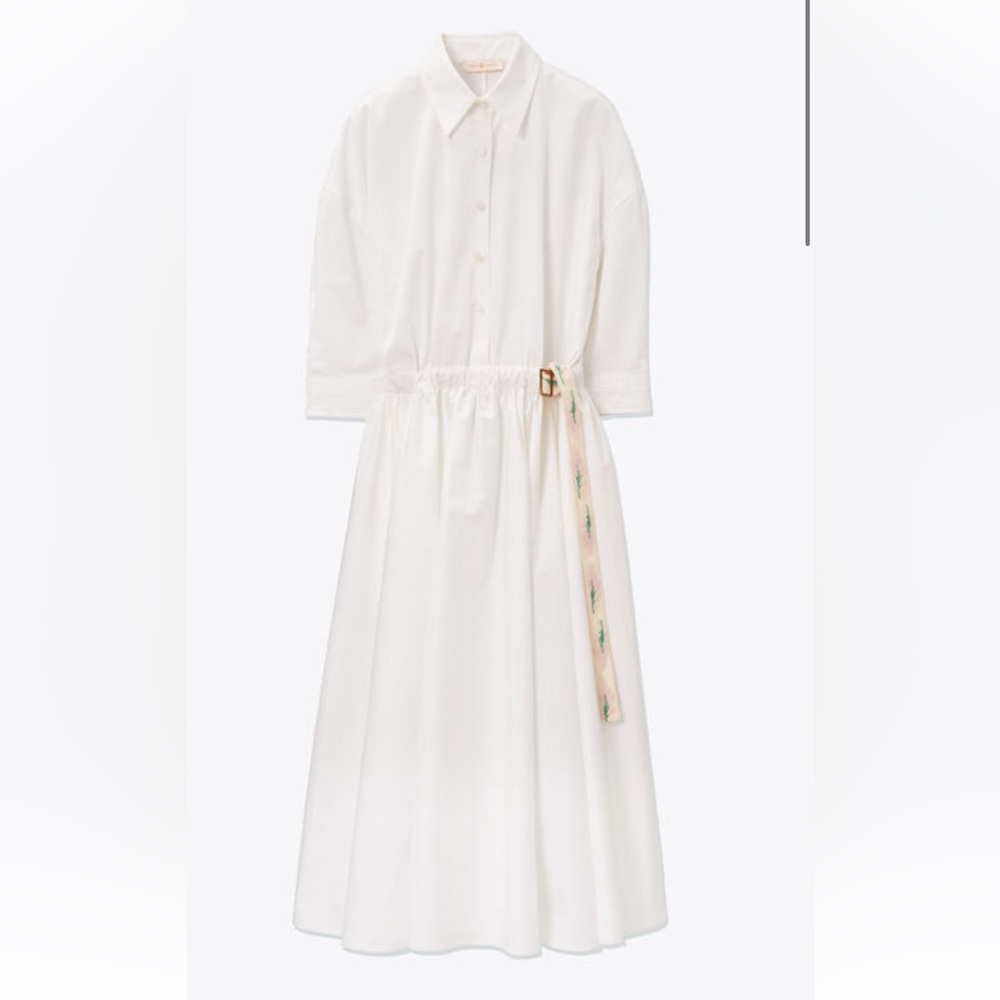 TORY BURCH Poplin Shirtdress with embroidered waist belt